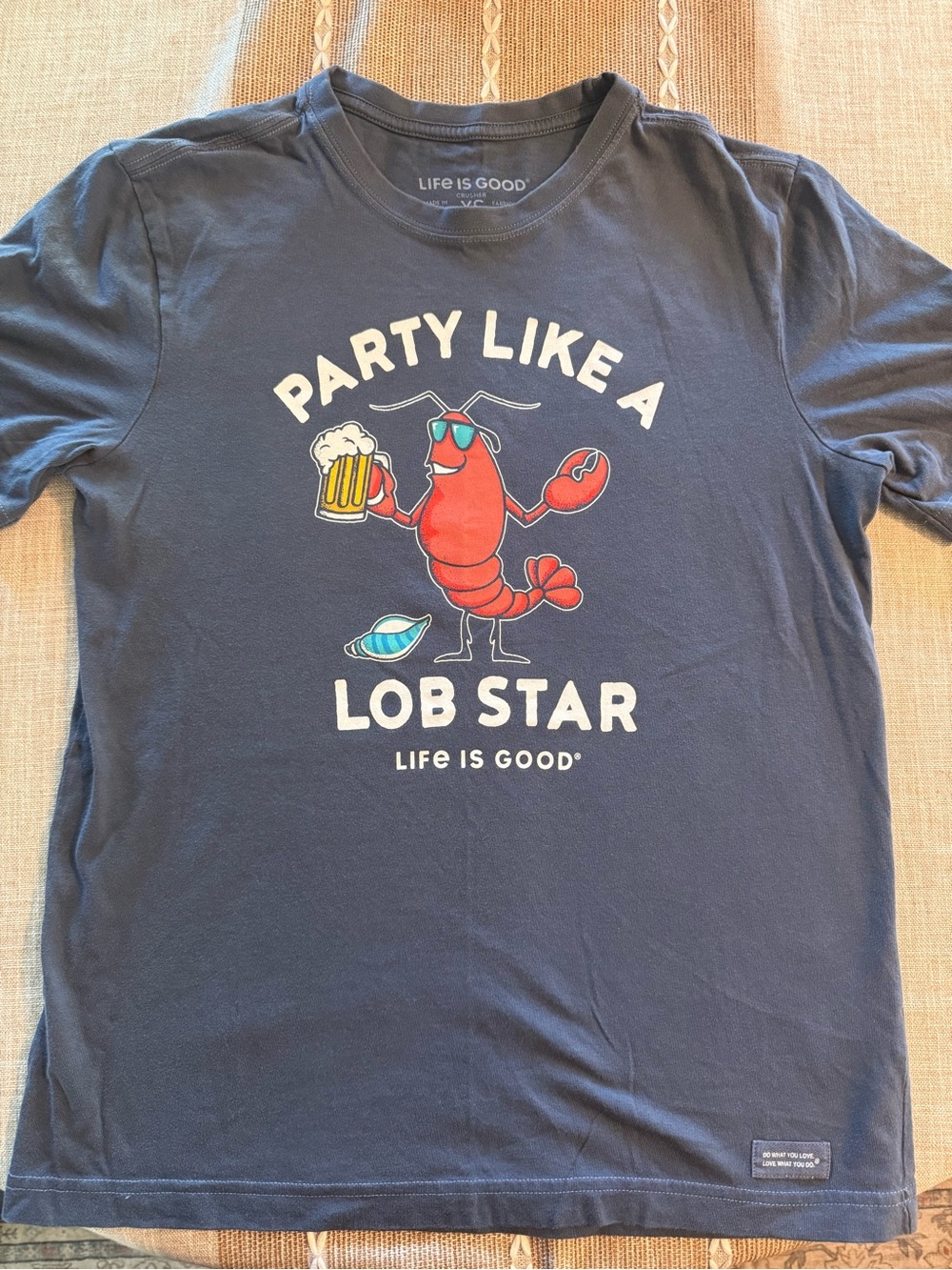 Life Is Good Navy Short-Sleeve Tee with Red Lobster Graphic